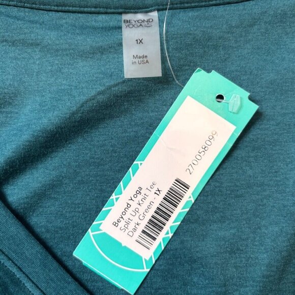 Beyond Yoga Featherweight V-Neck Split Up Long Tee Dark Green Womens 1X $66 NWT - Picture 6 of 10